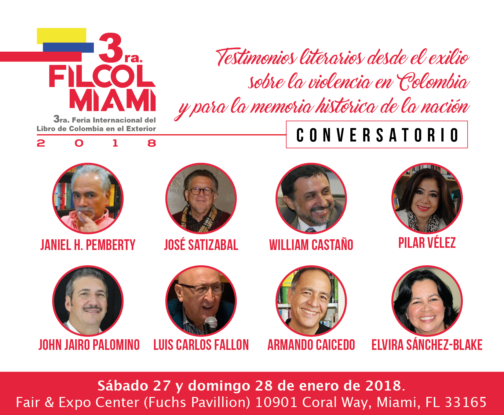 Conversatorio de la 3ra. FILCOL 2018: Testimonios literarios desde el exilio sobre la violencia en Colombia y para la memoria histórica de la nación